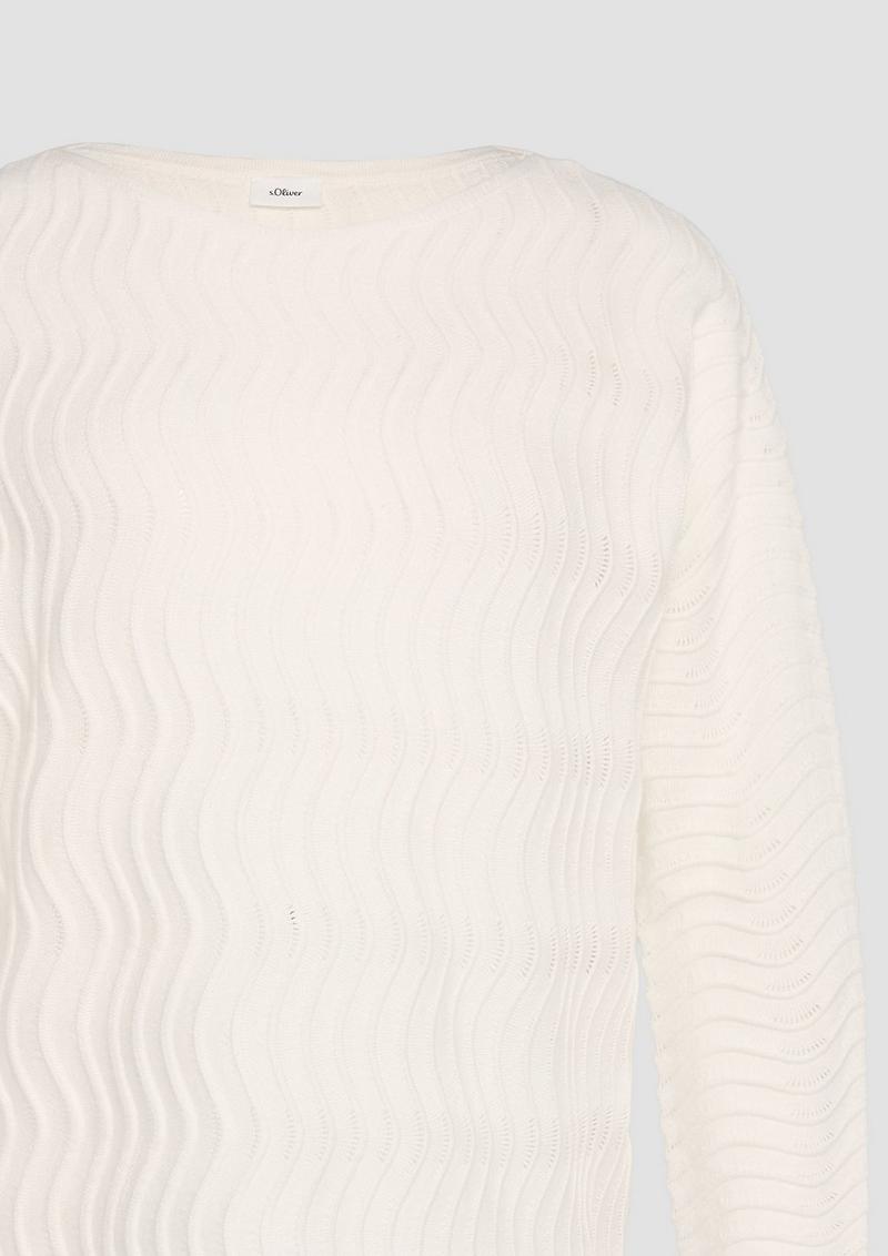 s.Oliver Feinstrickpullover mit Wellenstruktur - ecru