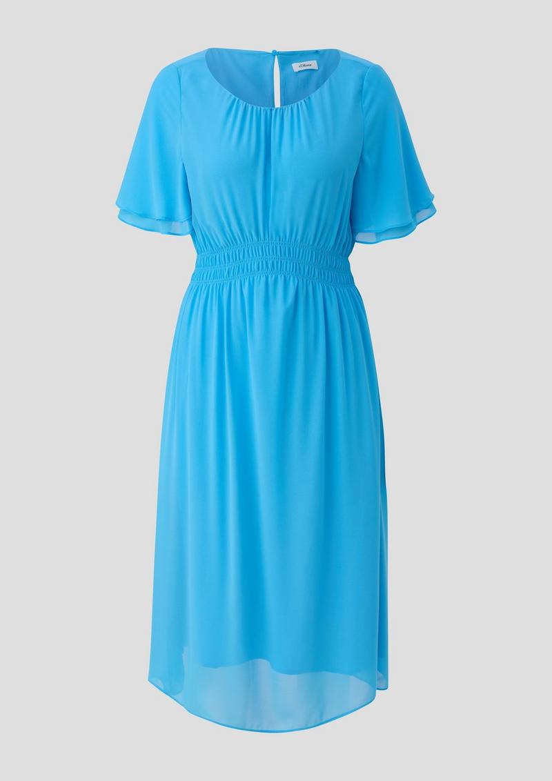 s.Oliver Chiffon-Kleid mit elastischem Bund - azurblau