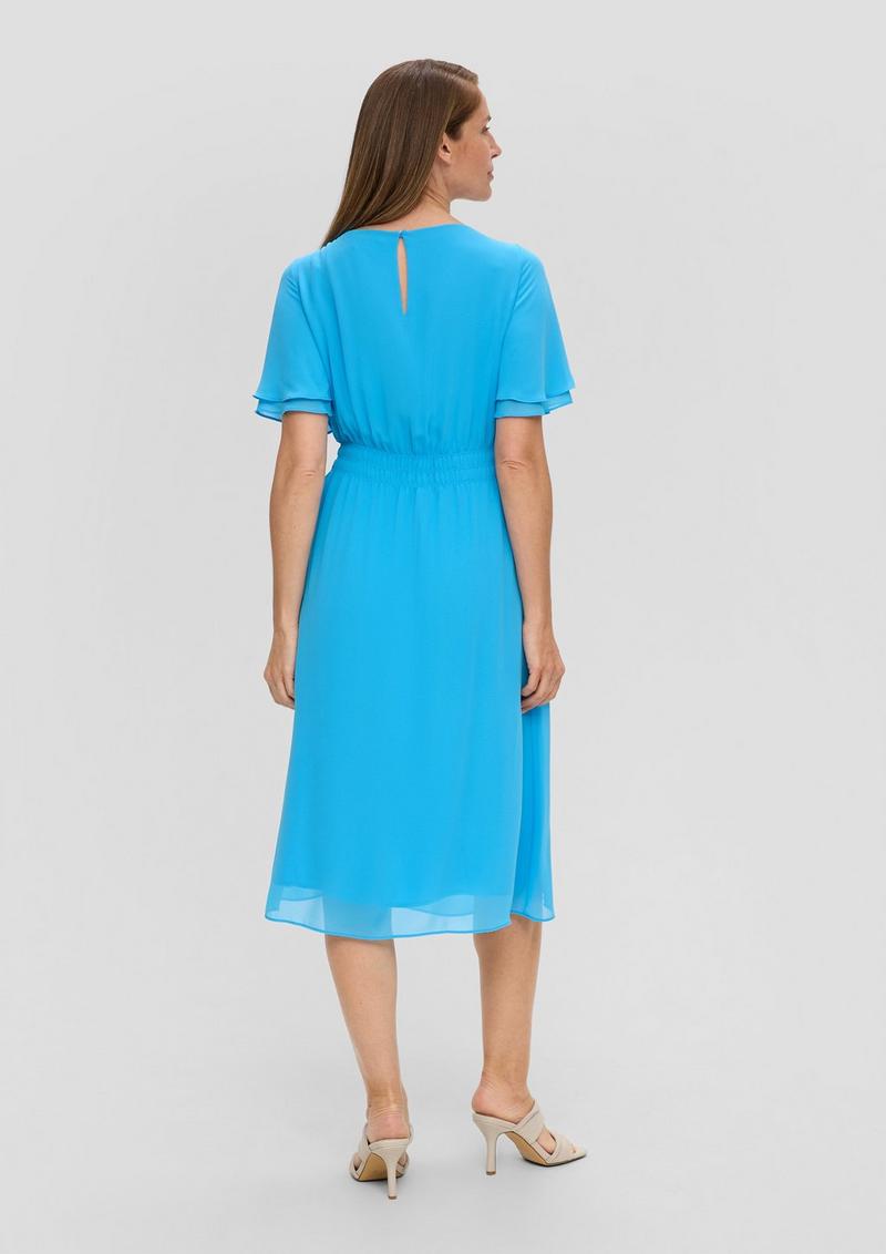 s.Oliver Chiffon-Kleid mit elastischem Bund - azurblau