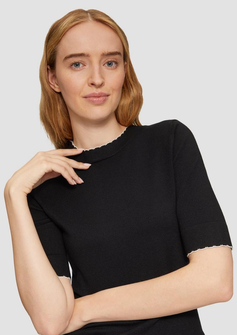 s.Oliver Strickpullover im Slim Fit mit Kontrastdetails - schwarz