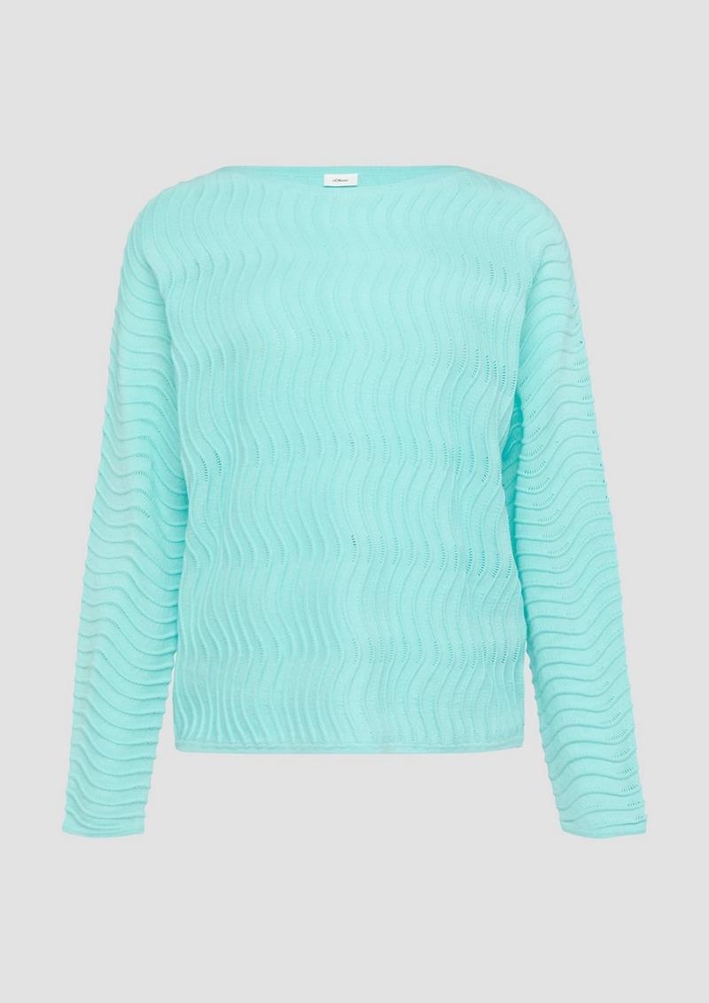 s.Oliver Strickpullover mit Ajourmuster - türkis