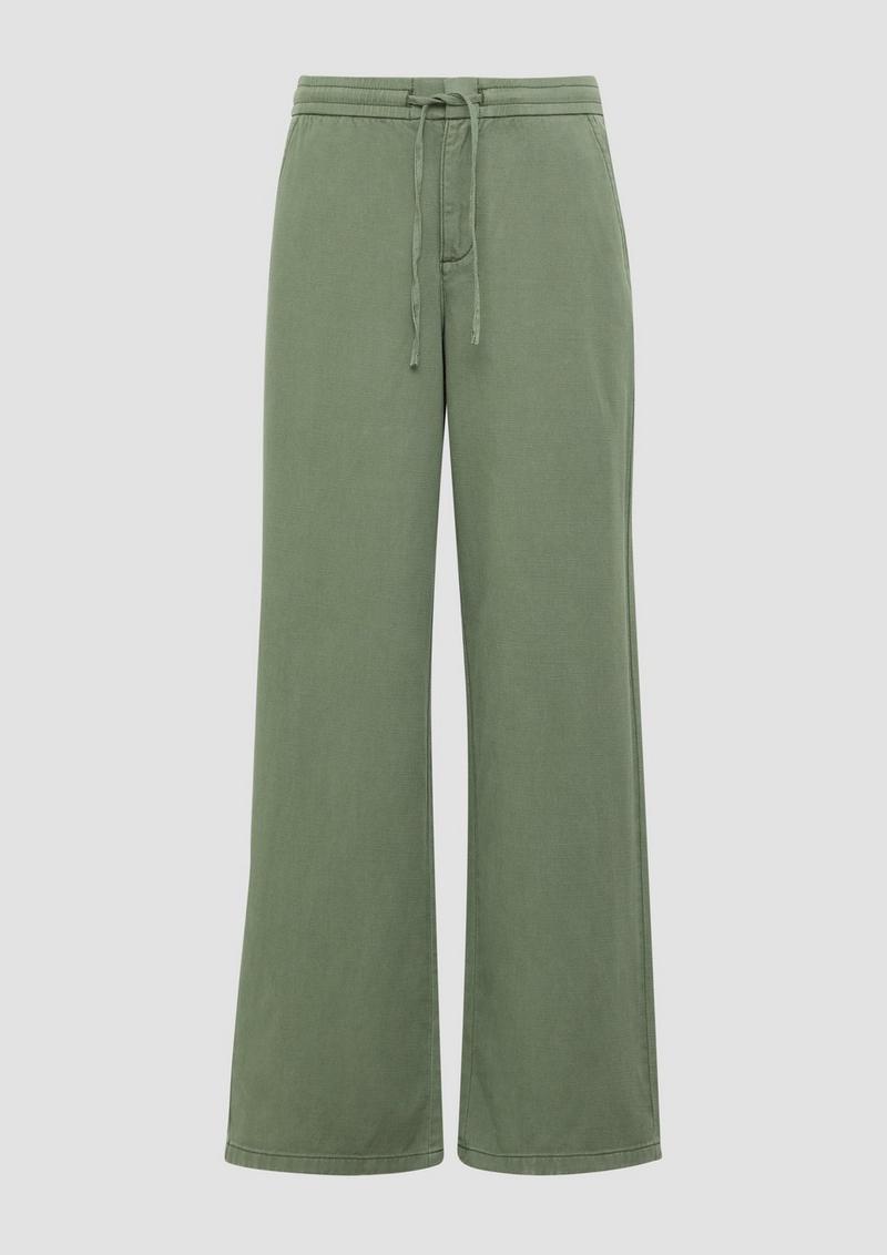 s.Oliver Relaxed-Fit-Twillhose mit Elastikbund und Bindeband - olivgrün