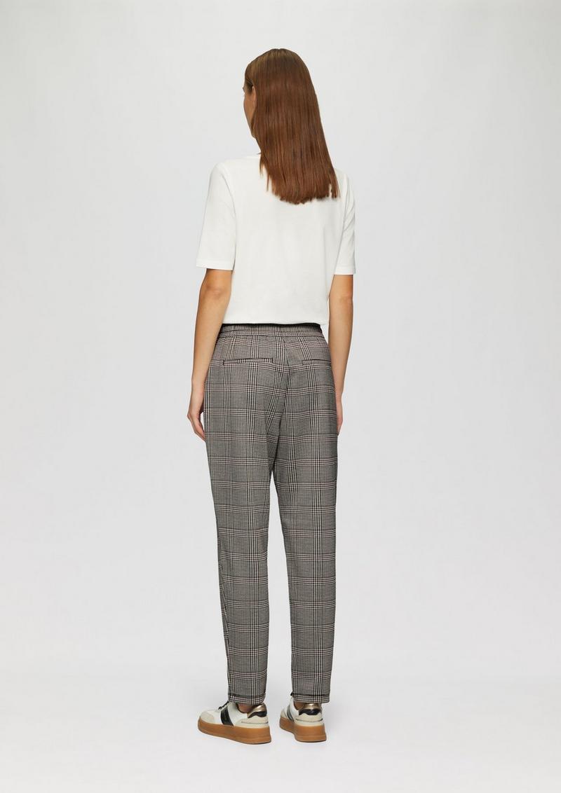 s.Oliver Karierte Jogg Pants mit Gummizug - beige