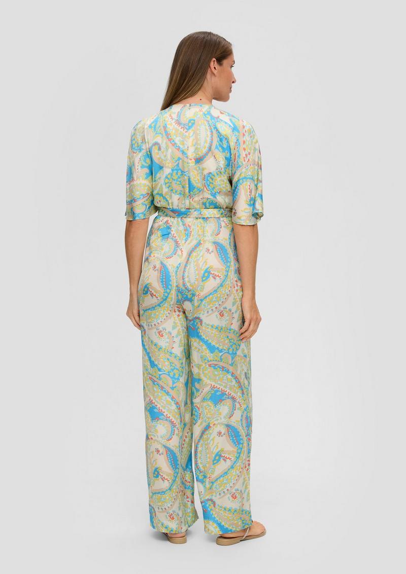 s.Oliver Satin-Jumpsuit mit weitem Bein - ecru