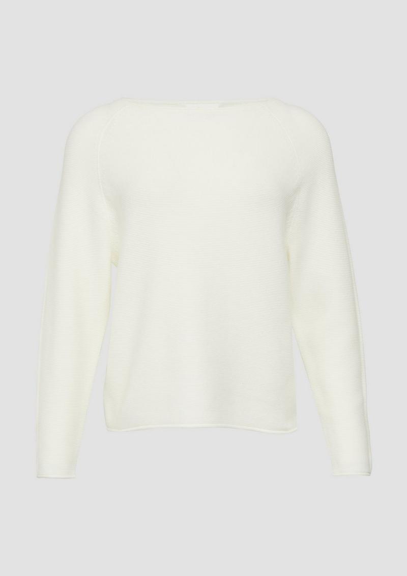 s.Oliver Strickpullover mit U-Boot-Ausschnitt und Rollsaum - creme