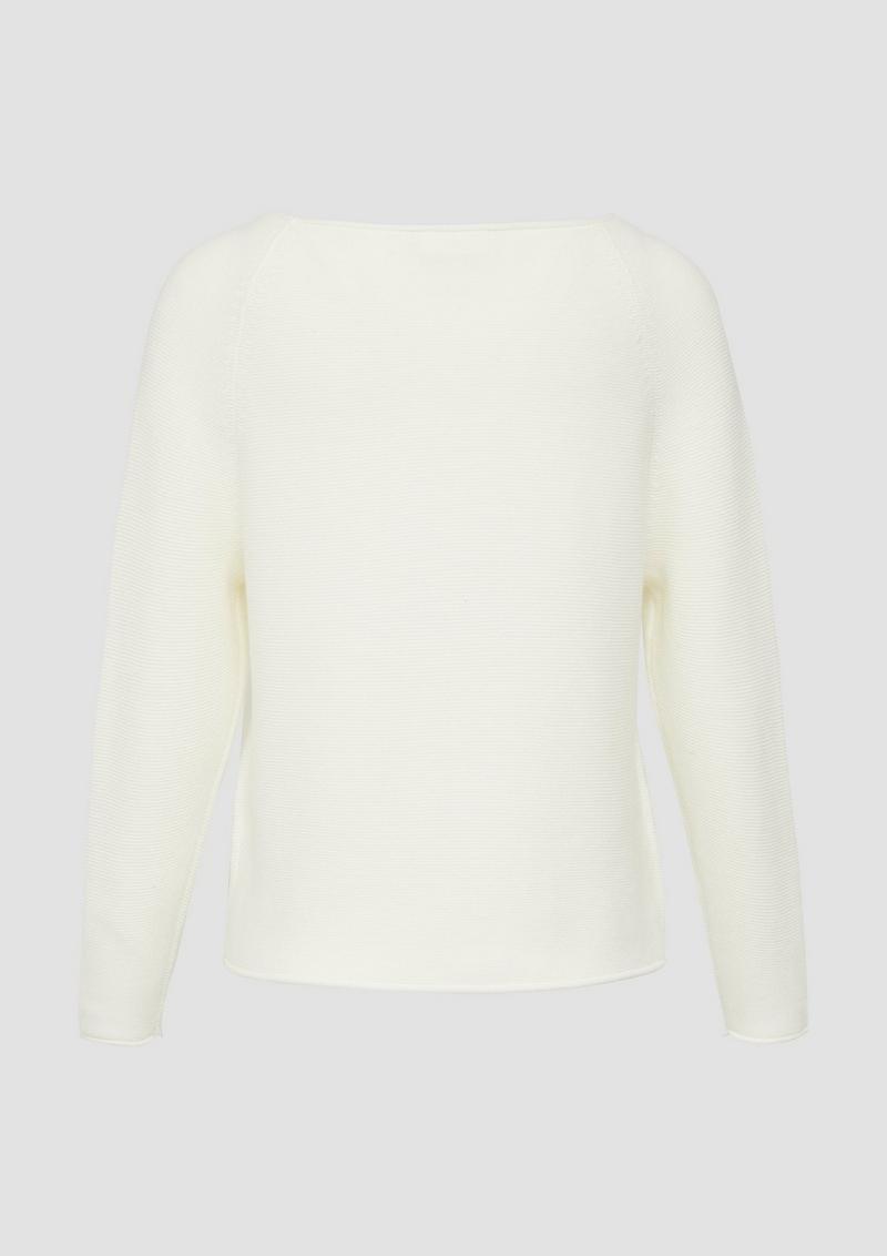 s.Oliver Strickpullover mit U-Boot-Ausschnitt und Rollsaum - creme