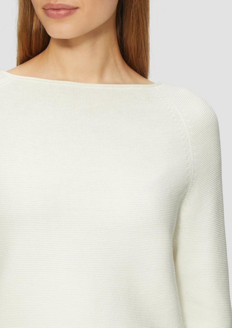 s.Oliver Strickpullover mit U-Boot-Ausschnitt und Rollsaum - creme