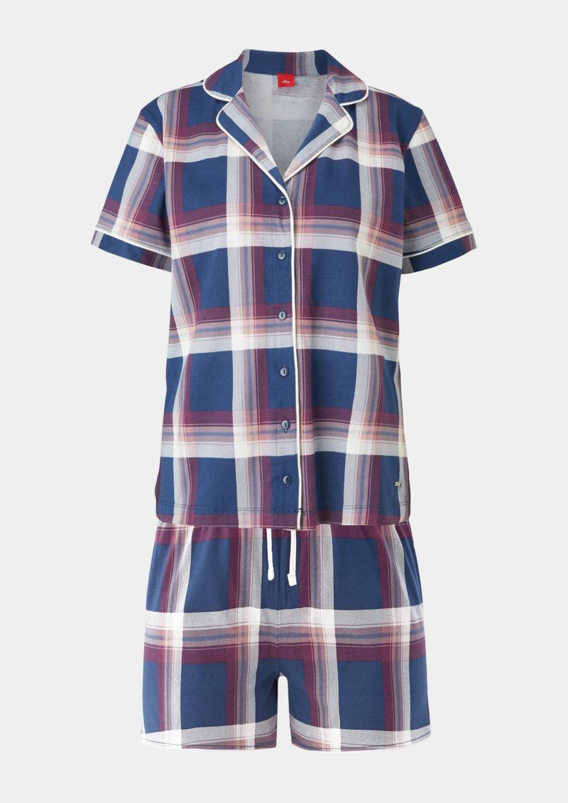 s.Oliver Kurzer Pyjama aus Jersey - tiefblau