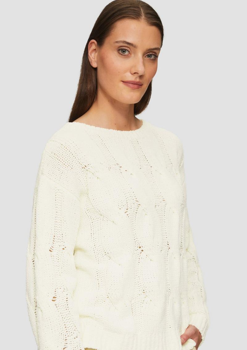 s.Oliver Weicher Strickpullover mit Zopfmuster - natur