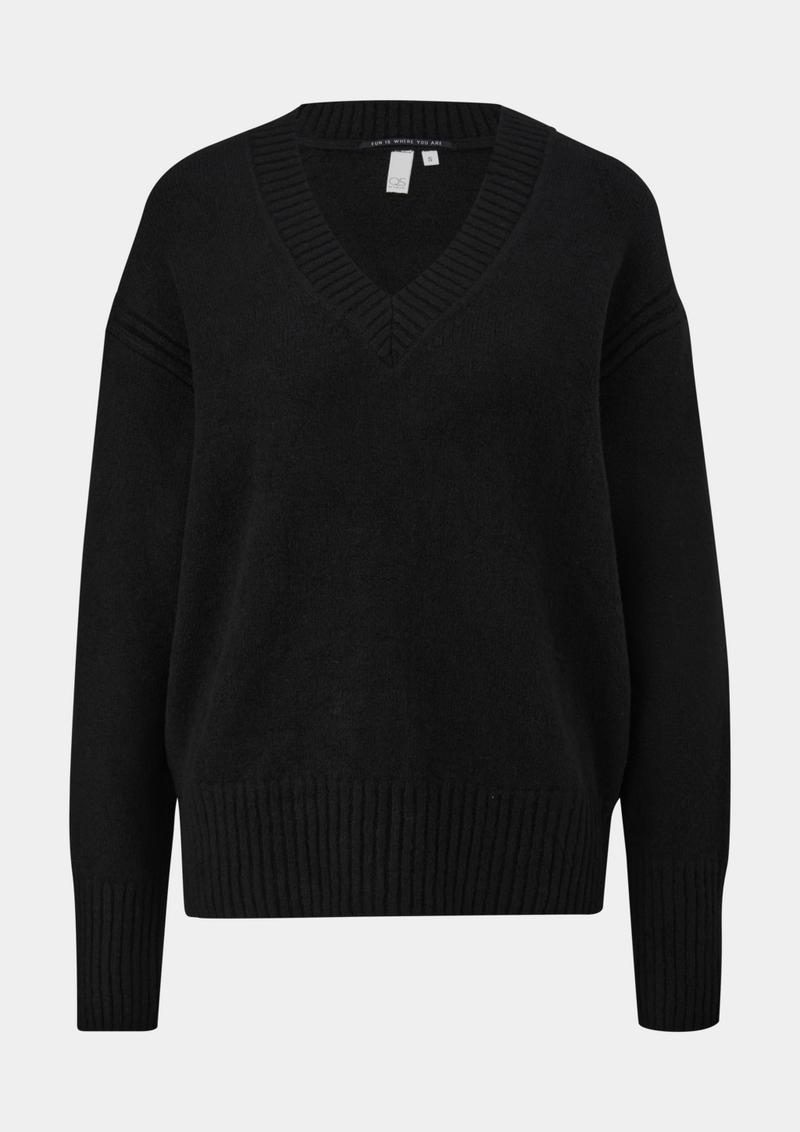 s.Oliver Strickpullover mit V-Ausschnitt - schwarz