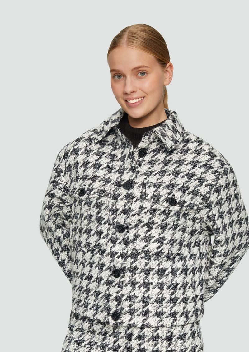 s.Oliver Gemusterte Bouclé-Jacke - schwarz