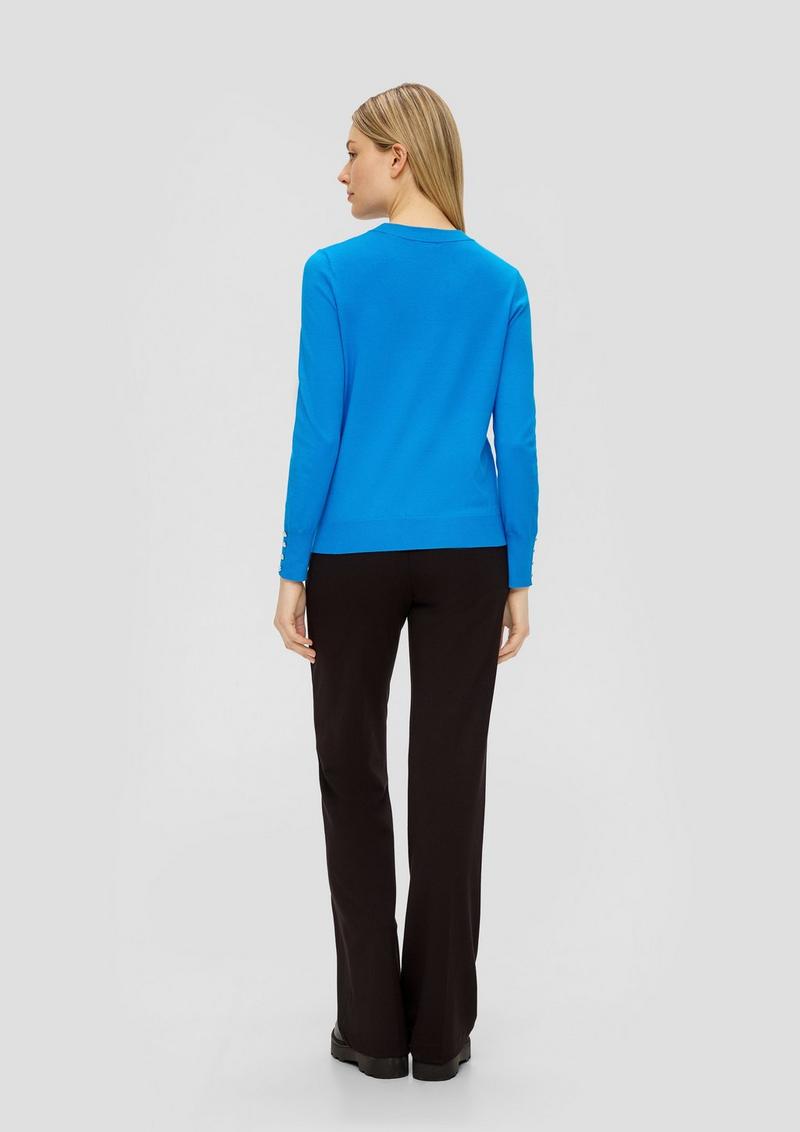 s.Oliver Feinstrickpullover mit Zierknöpfen - royalblau