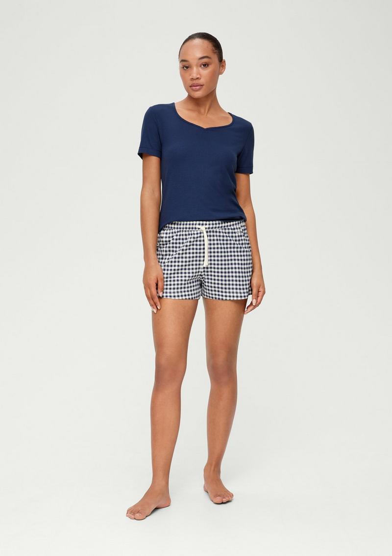 s.Oliver Pyjama-Shirt mit Rippstruktur - tiefblau