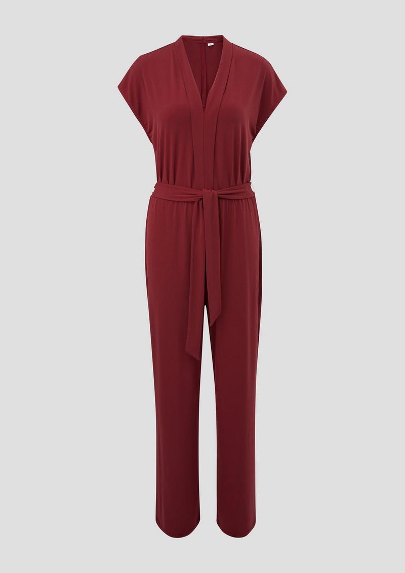 s.Oliver Jersey-Overall mit Stoffgürtel - bordeaux
