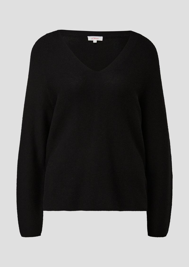 s.Oliver Pullover mit V-Ausschnitt - schwarz