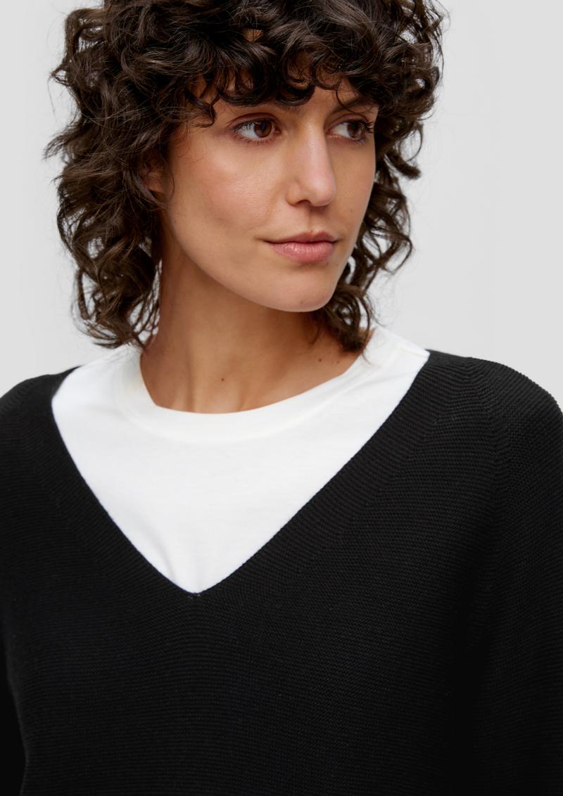 s.Oliver Pullover mit V-Ausschnitt - schwarz