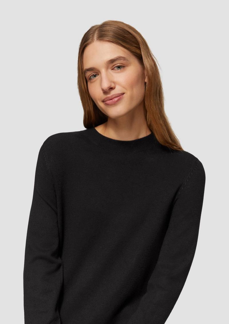 s.Oliver Feinstrickkleid mit Naht-Details - schwarz