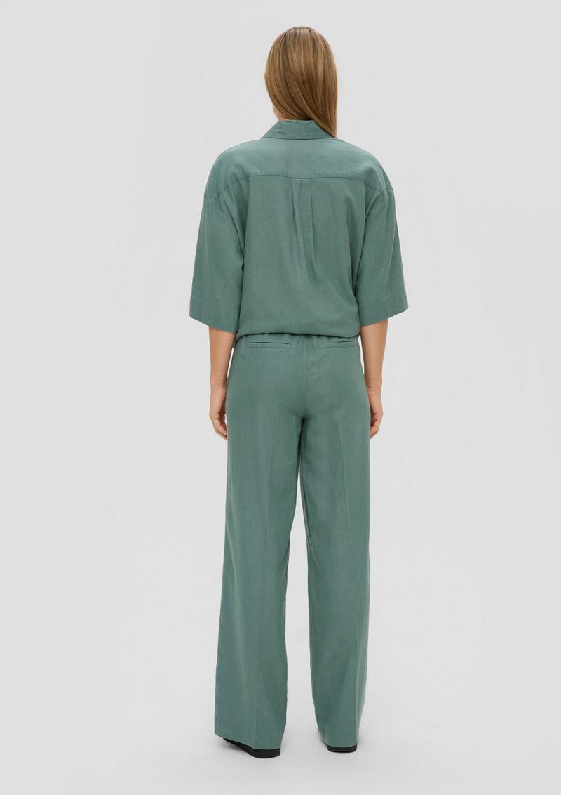 s.Oliver Wide-Leg-Hose aus Leinenmix - helles petrol