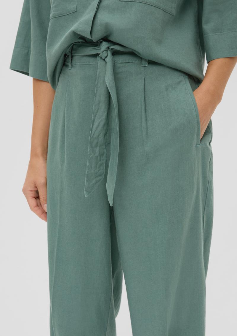 s.Oliver Wide-Leg-Hose aus Leinenmix - helles petrol