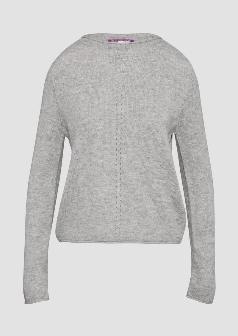s.Oliver Weicher Strickpullover mit Ajour-Detail - grau meliert