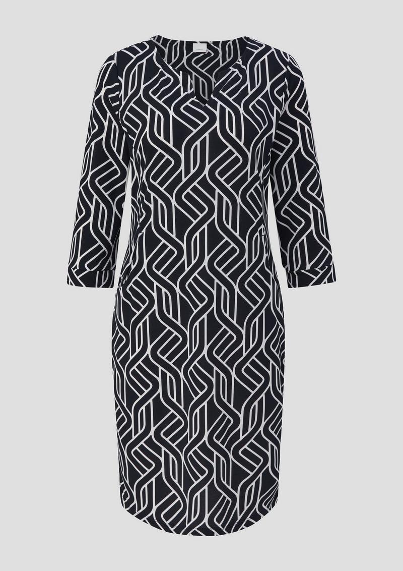 s.Oliver Kurzes Jerseykleid mit grafischem Muster - navy