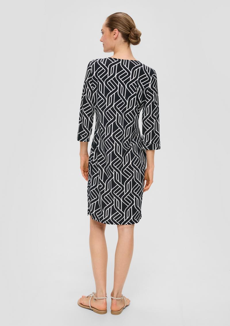 s.Oliver Kurzes Jerseykleid mit grafischem Muster - navy