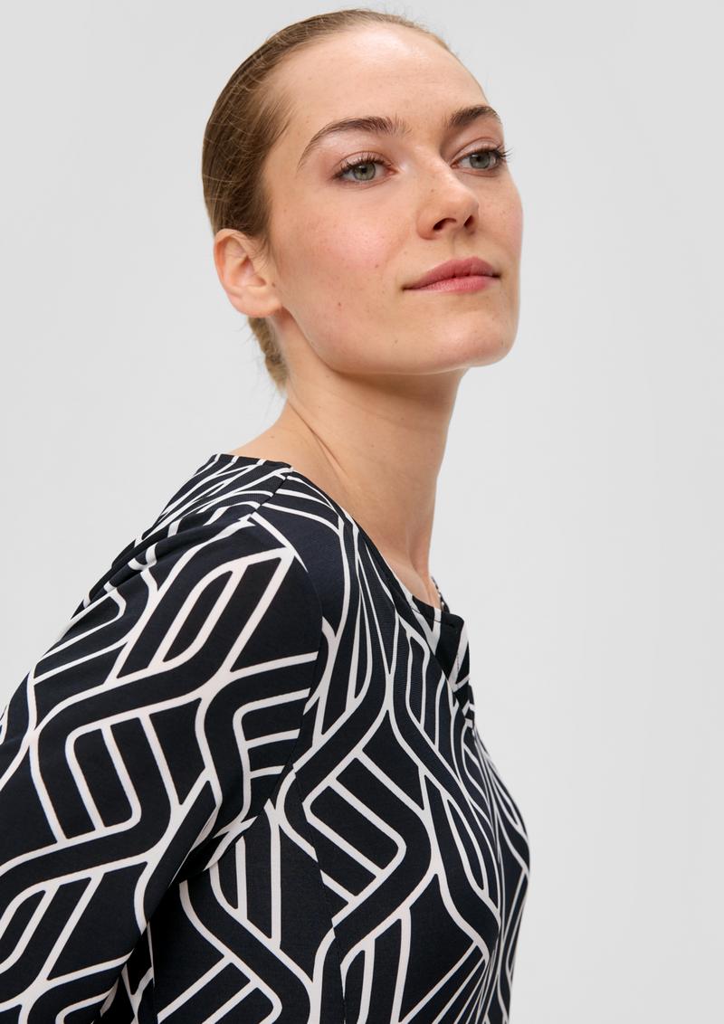 s.Oliver Kurzes Jerseykleid mit grafischem Muster - navy