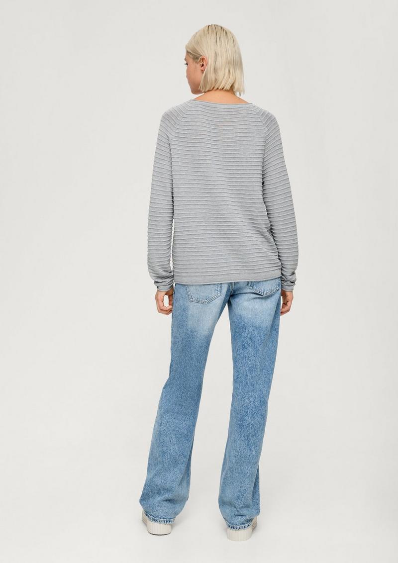 s.Oliver Pullover mit Strukturmuster aus Viskosemix - grau meliert