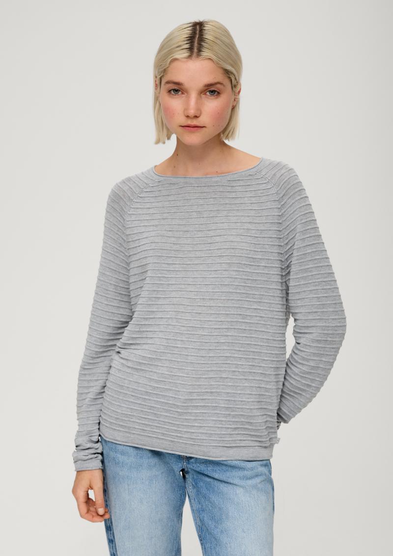 s.Oliver Pullover mit Strukturmuster aus Viskosemix - grau meliert