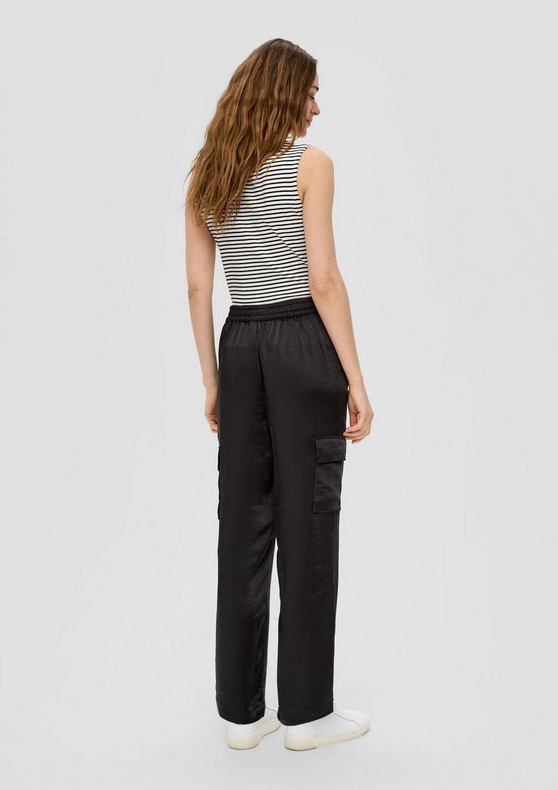 s.Oliver Wide-Leg-Hose aus Satin - schwarz