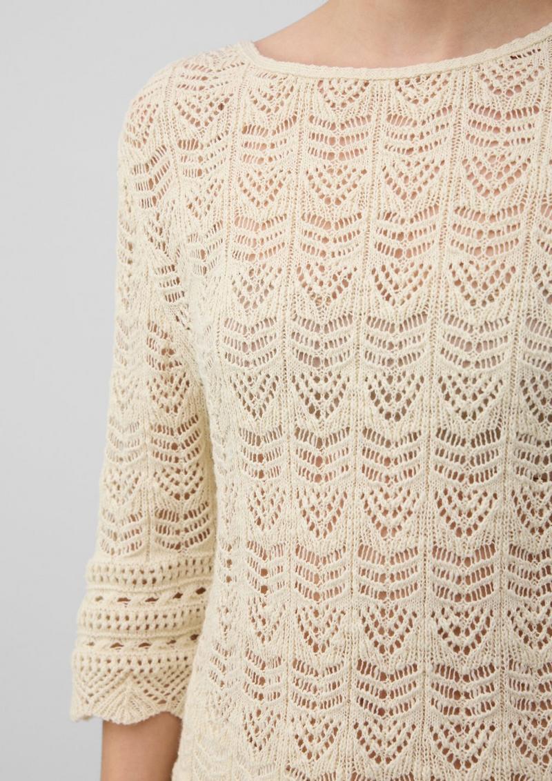 s.Oliver Ajour-Strickpullover mit 3/4-Ärmeln - natur