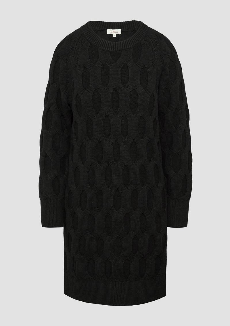 s.Oliver Kleid mit Strickmuster - schwarz