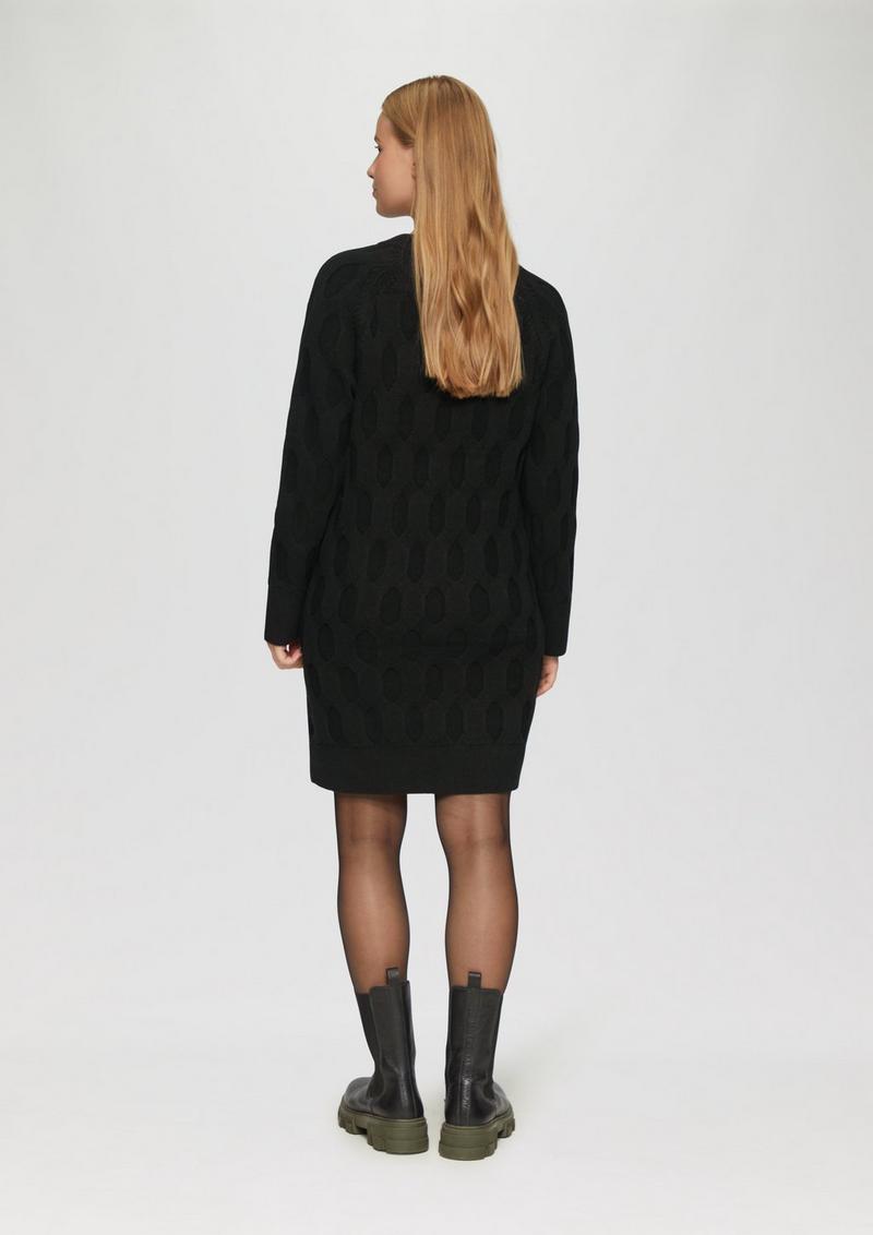 s.Oliver Kleid mit Strickmuster - schwarz