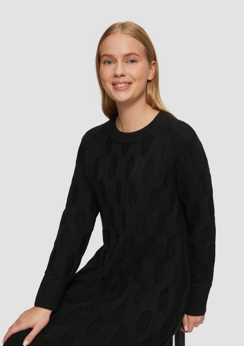 s.Oliver Kleid mit Strickmuster - schwarz