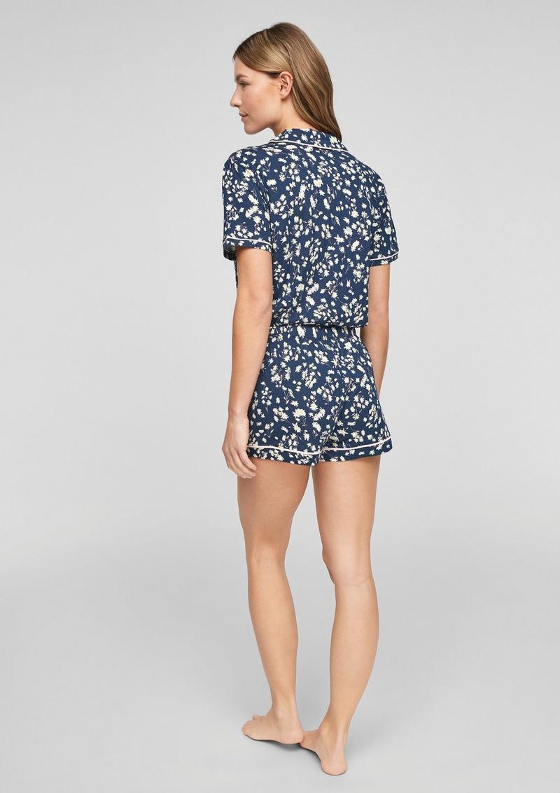 s.Oliver Kurzer Pyjama mit Musterprint - tiefblau