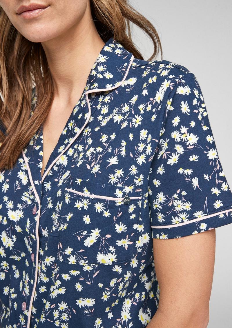 s.Oliver Kurzer Pyjama mit Musterprint - tiefblau