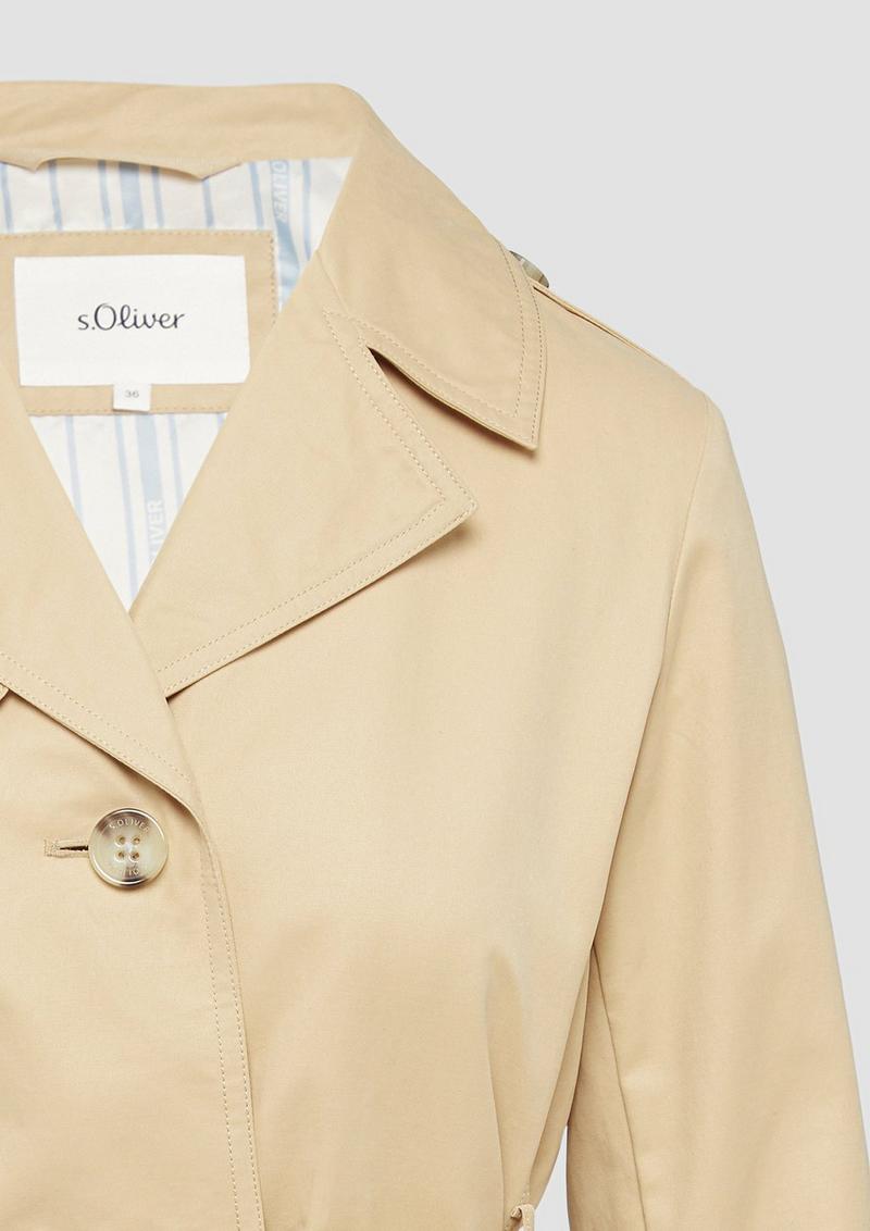 s.Oliver Kurzer Trench mit Gürtel - sandstein