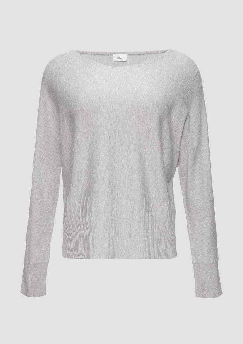 s.Oliver Strickpullover mit Strukturmuster am Saum - taubengrau