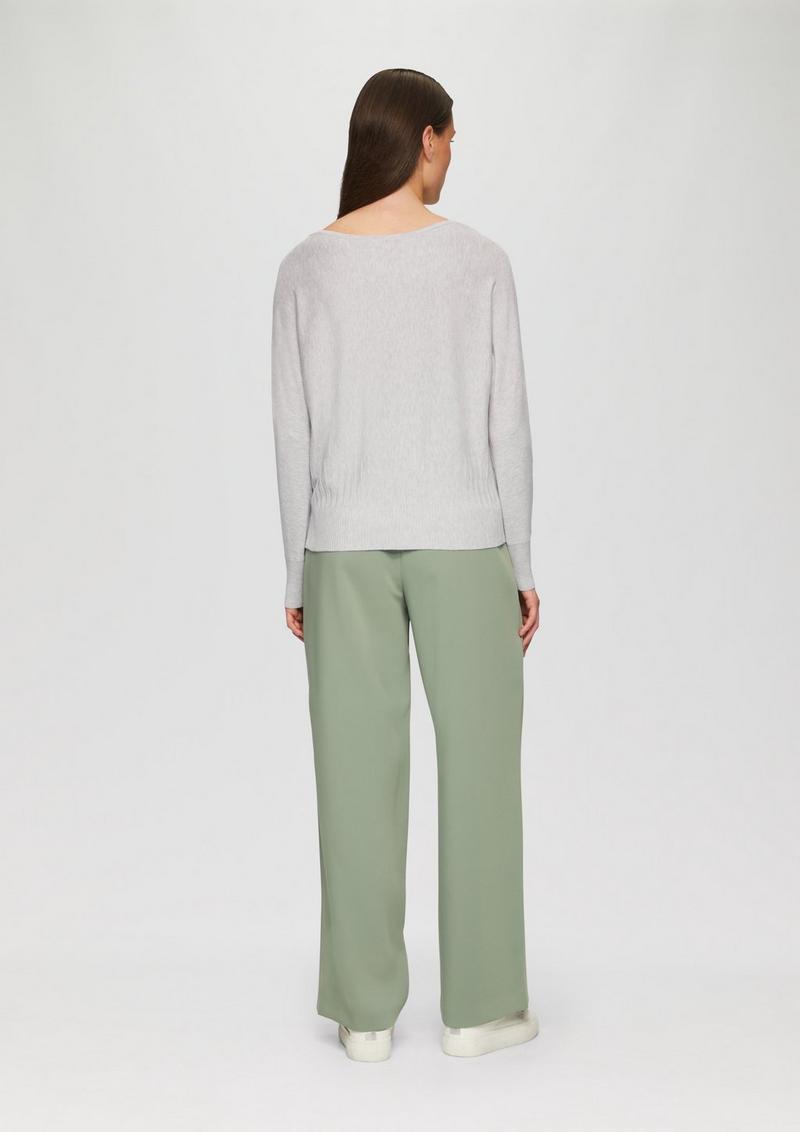 s.Oliver Strickpullover mit Strukturmuster am Saum - taubengrau