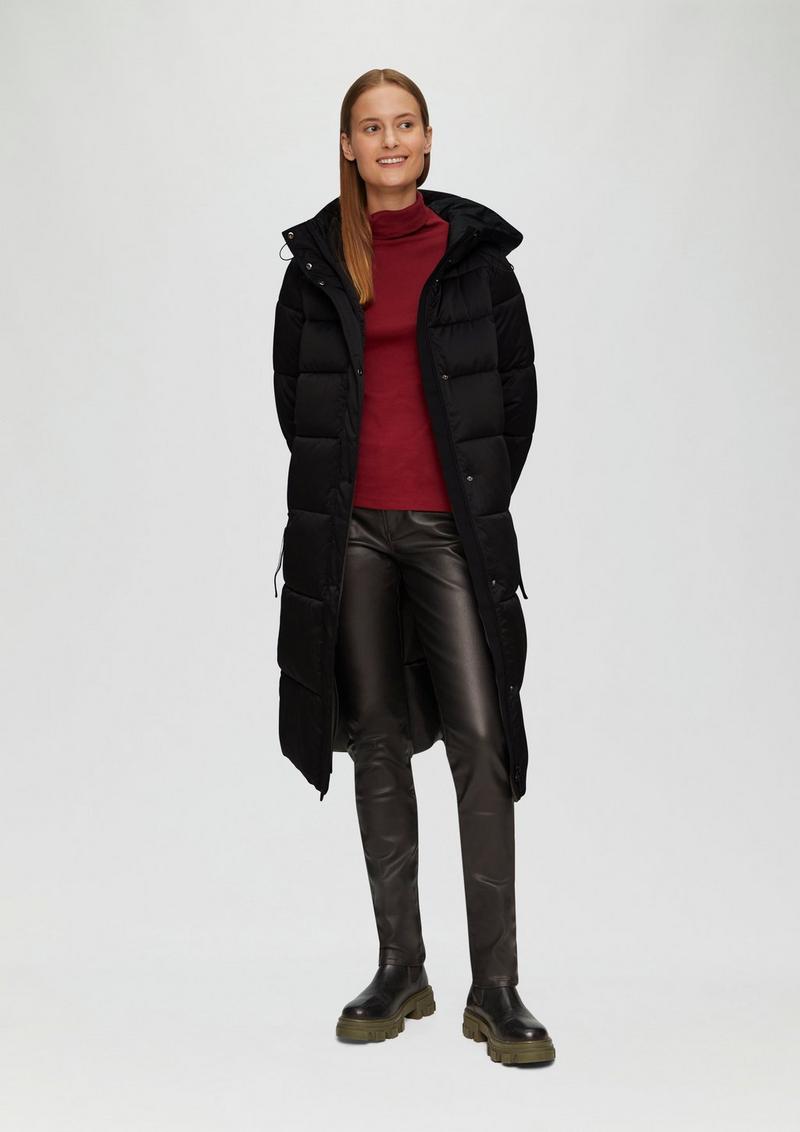 s.Oliver Puffermantel in Satin-Optik - schwarz