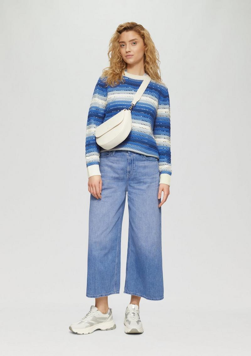 s.Oliver Ajour-Pullover aus Baumwollmix - blassblau