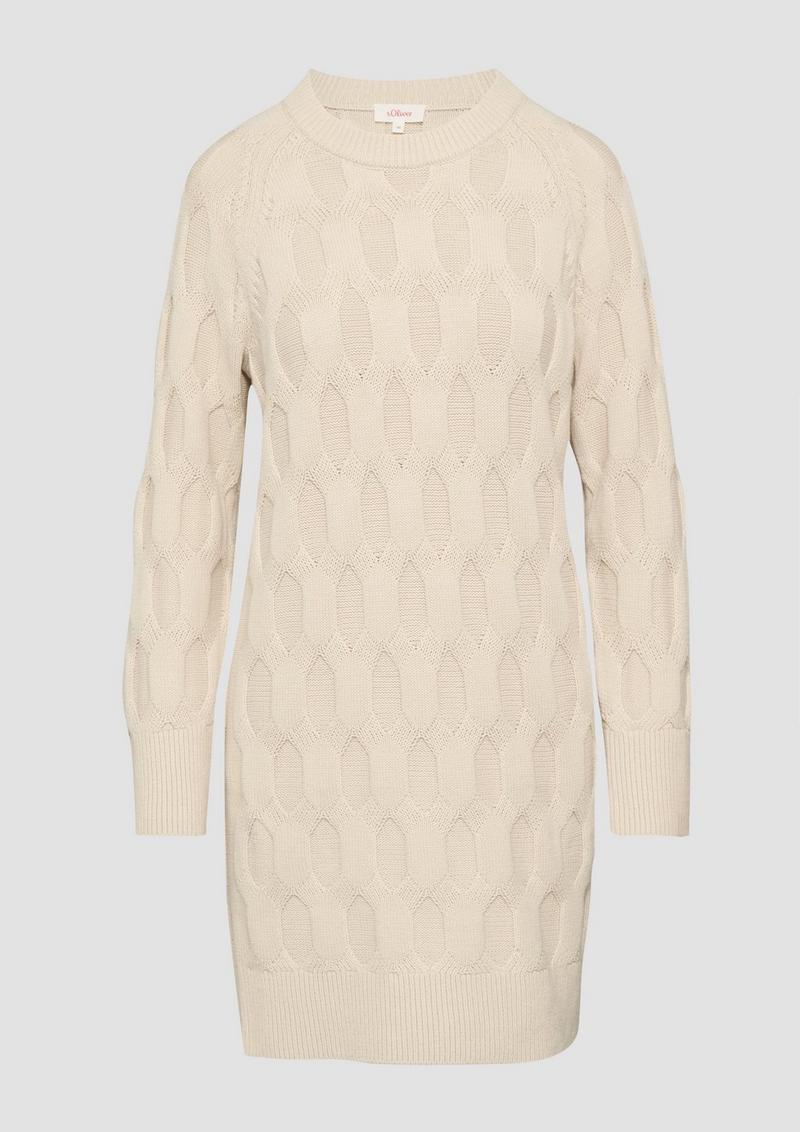 s.Oliver Kleid mit Strickmuster - beige