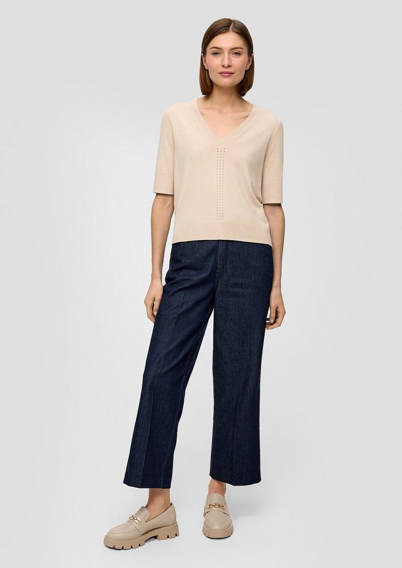 s.Oliver Strickshirt mit Lochmuster - beige