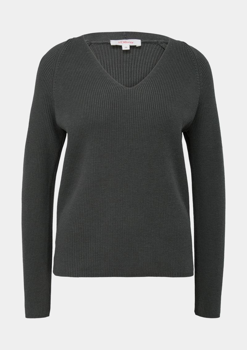 s.Oliver Strickpullover mit Raglanärmeln - olivgrün