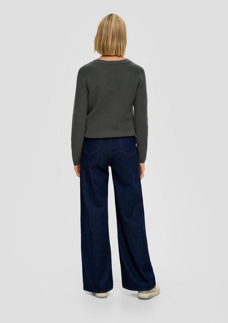 s.Oliver Strickpullover mit Raglanärmeln - olivgrün