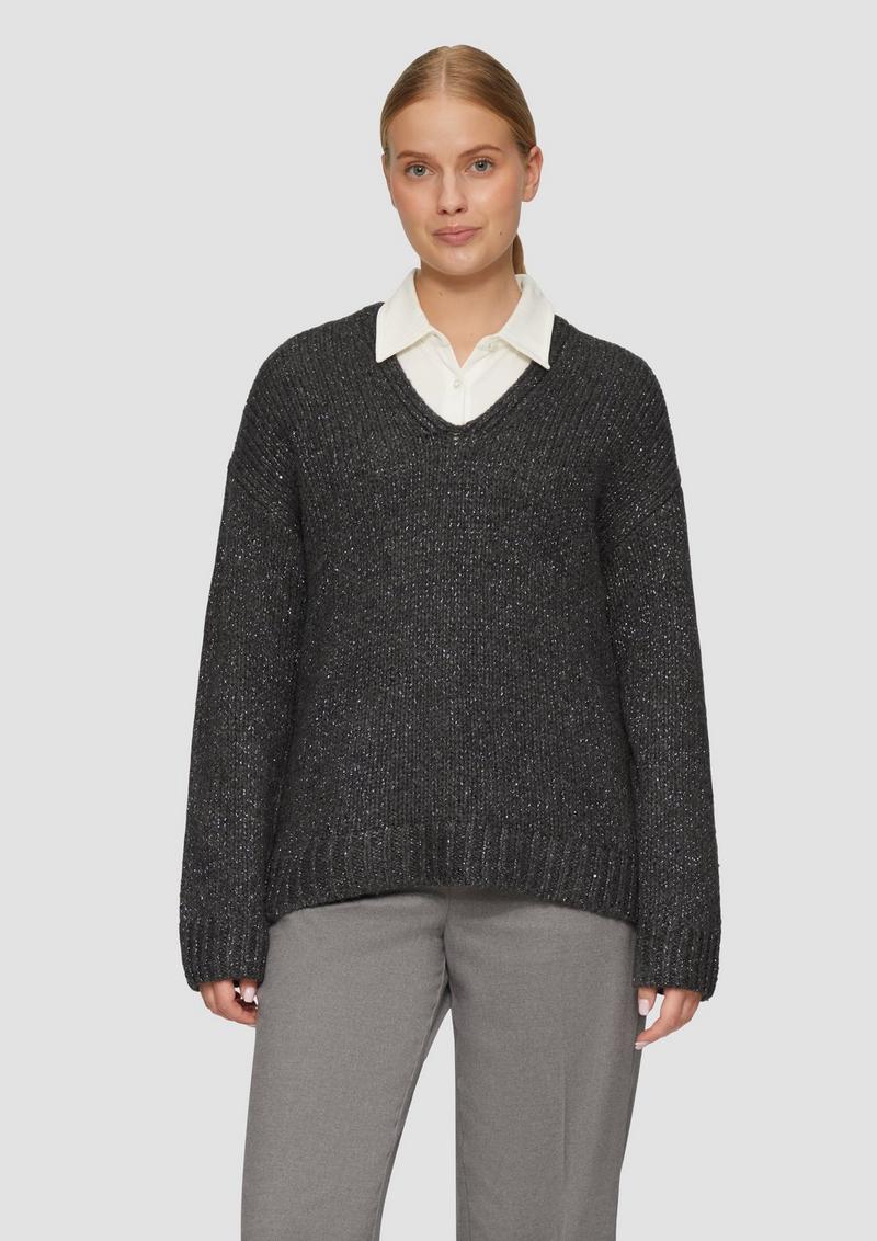 s.Oliver Oversized Strickpullover mit Glitzergarn und Pailletten - dunkelgrau