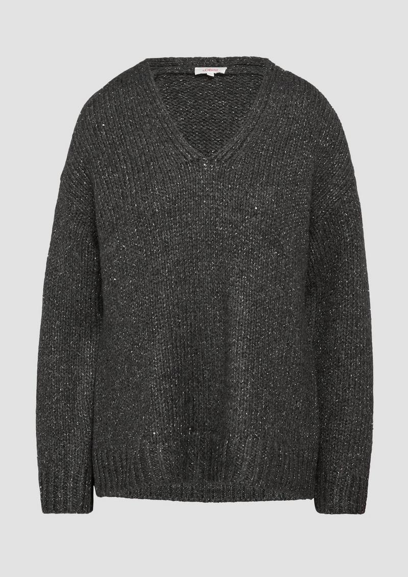 s.Oliver Oversized Strickpullover mit Glitzergarn und Pailletten - dunkelgrau