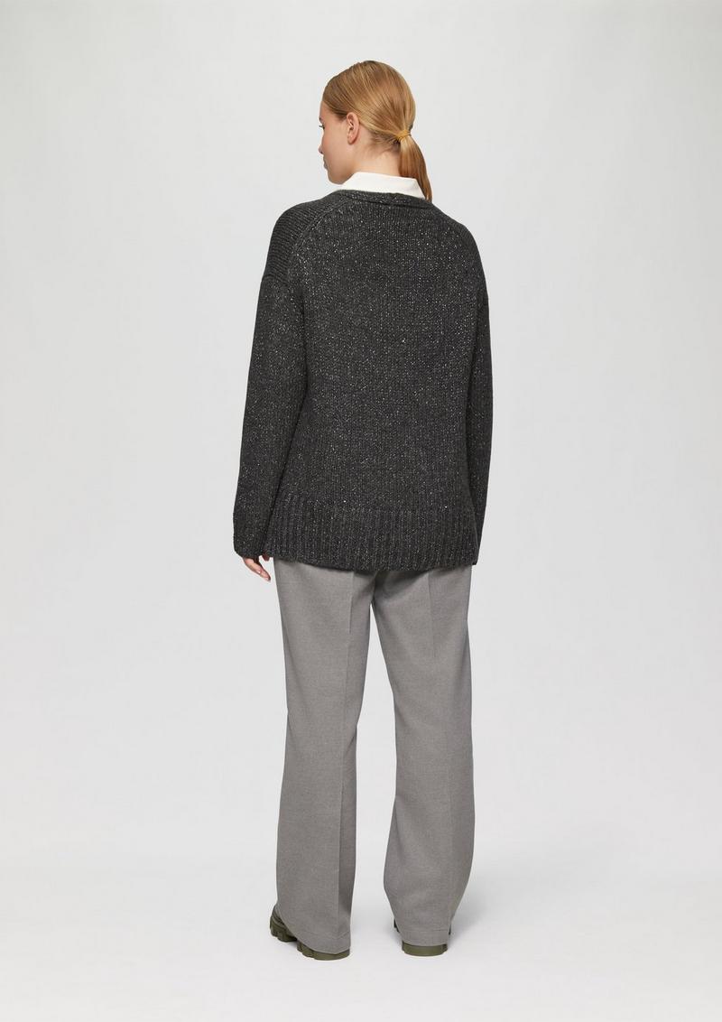 s.Oliver Oversized Strickpullover mit Glitzergarn und Pailletten - dunkelgrau