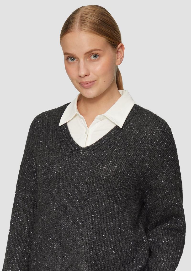 s.Oliver Oversized Strickpullover mit Glitzergarn und Pailletten - dunkelgrau