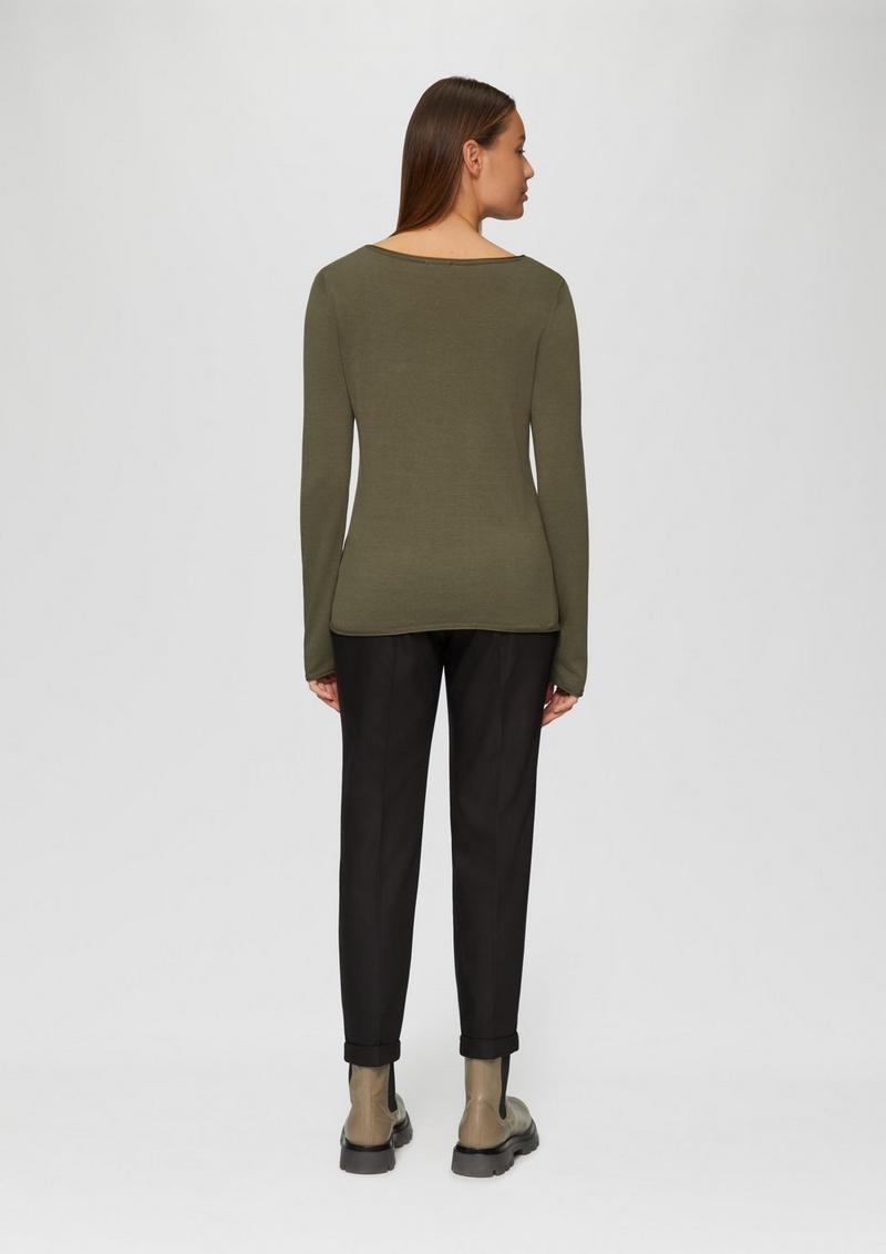 s.Oliver Leichter Feinstrickpullover mit Rollkante - olivgrün